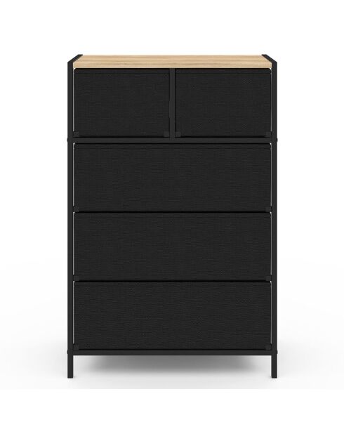 Commode Iris 5 tiroirs bois/noir - 60x30x90 cm