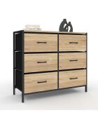 Commode Iris 6 tiroirs bois/noir - 80x30x70 cm