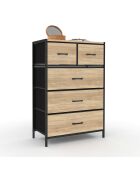 Commode Iris 5 tiroirs bois/noir - 60x30x90 cm