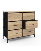 Commode Iris 6 tiroirs bois/noir - 80x30x70 cm