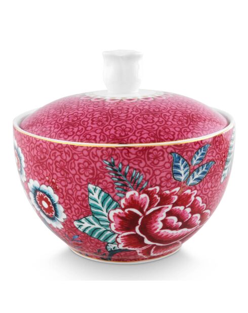 Flower Festival Zuckerdose aus rosafarbenem Porzellan, 300 ml