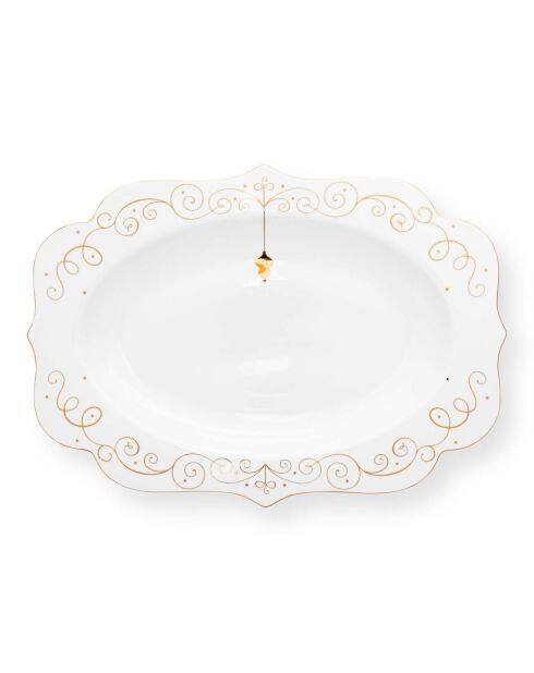 Plat de service ovale en Porcelaine Royal Winter blanc - D.40cm