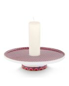 Kerzenhalter aus Porzellan mit Kreuzstich, 14 x 3,5 x 14 cm, Rosa