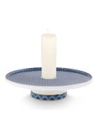 Kerzenhalter aus blauem Porzellan mit Kreuzstich, 14 x 3,5 x 14 cm