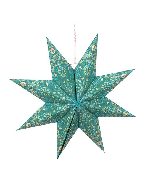 Suspension étoile en carton verte - 60cm