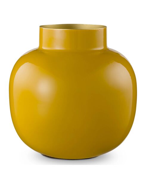 Vase Metal Rond Blushing Birds jaune - D.25cm