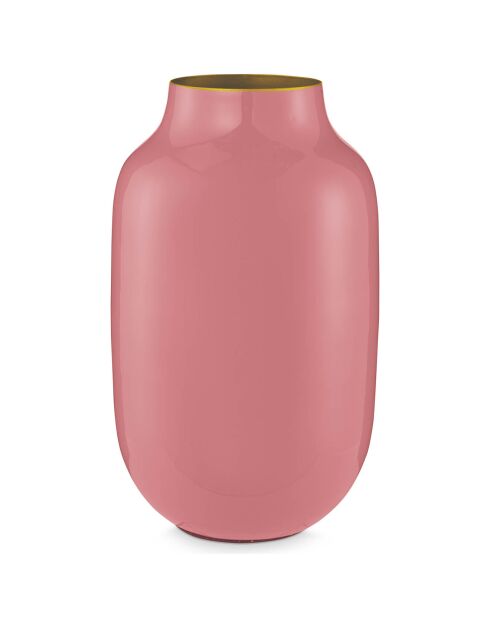 Vase métal ovale Blushing Birds rose -D.30 cm