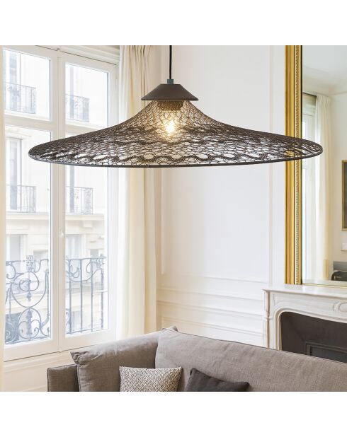 Suspension en métal crocheté noire - 80x80 cm