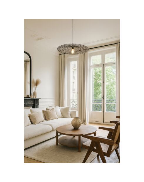 Suspension en métal crocheté noire - 80x80 cm