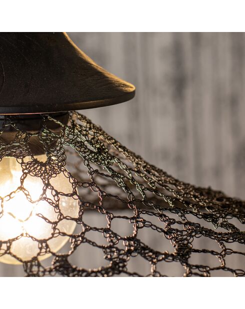 Suspension en métal crocheté noire - 80x80 cm