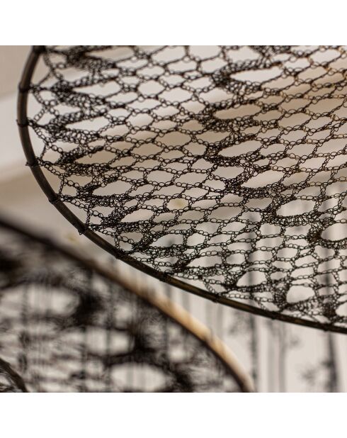 Suspension en métal crocheté noire - 80x80 cm