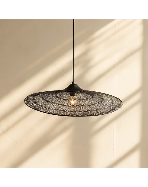 Suspension en métal crocheté noire - 80x80 cm