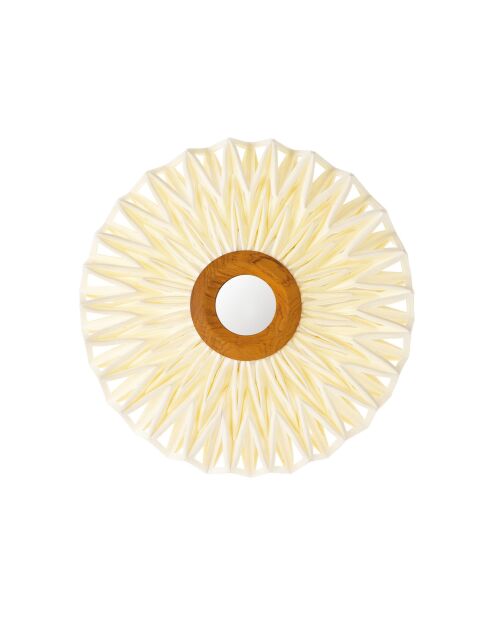 Applique en tissu avec miroir au milieu beige - D.40xH.145 cm