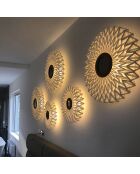 Applique en tissu avec miroir au milieu beige - D.40xH.145 cm
