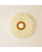 Applique en tissu avec miroir au milieu beige - D.40xH.145 cm