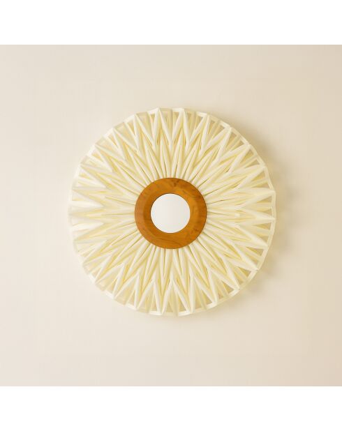 Applique en tissu avec miroir au milieu beige - D.40xH.145 cm