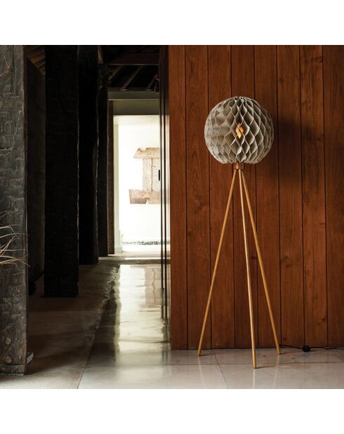 Lampadaire abat-jour kaki - D.45xH.163 cm