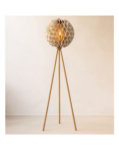Lampadaire abat-jour kaki - D.45xH.163 cm