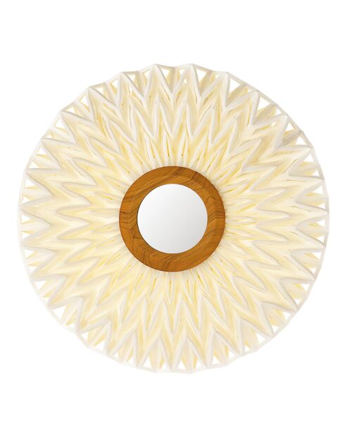 Applique en tissu avec miroir au milieu blanc cassé naturel - D.60xH.15 cm