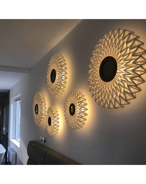 Applique en tissu avec miroir au milieu blanc cassé naturel - D.60xH.15 cm