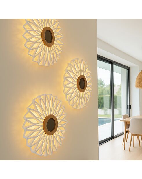 Applique en tissu avec miroir au milieu blanc cassé naturel - D.60xH.15 cm