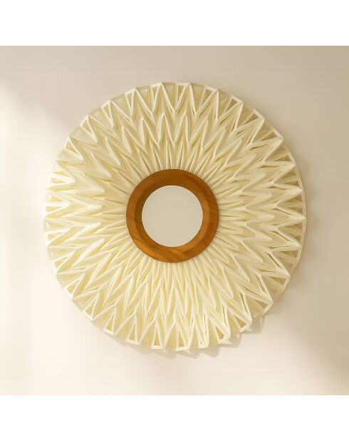 Applique en tissu avec miroir au milieu blanc cassé naturel - D.60xH.15 cm