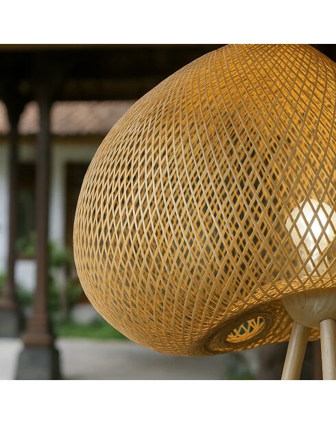Lampadaire en bambou naturel - D.60xH.165 cm