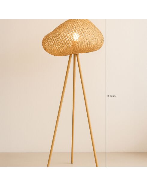 Lampadaire en bambou naturel - D.60xH.165 cm