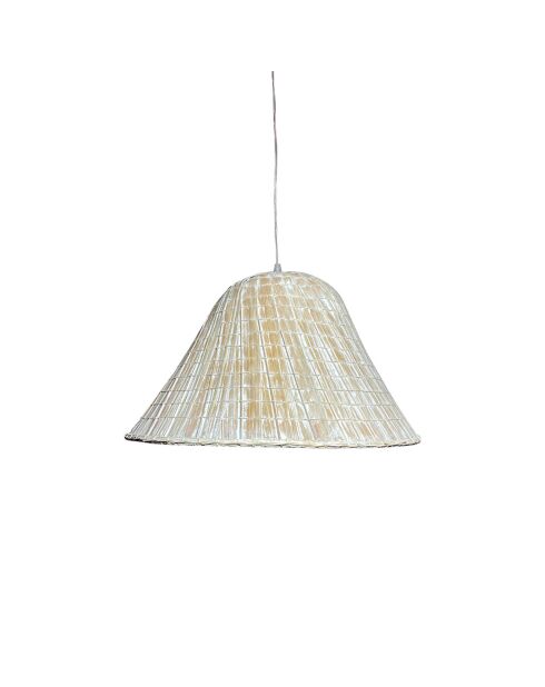 Suspension en feuilles de palmier maa beige/blanc - 43x28 cm