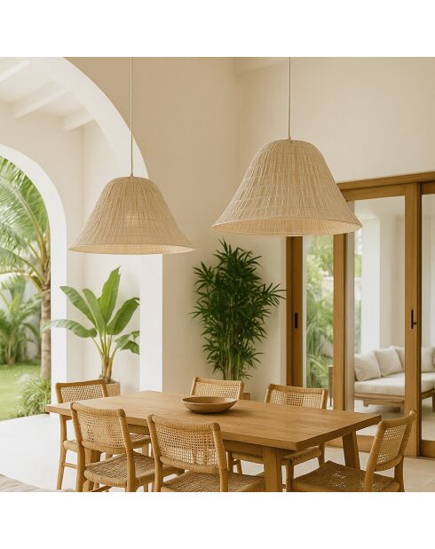 Suspension en feuilles de palmier maa beige/blanc - 43x28 cm