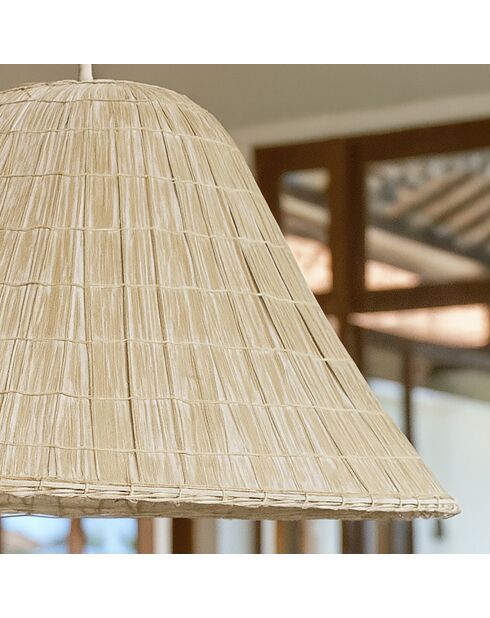 Suspension en feuilles de palmier maa beige/blanc - 43x28 cm