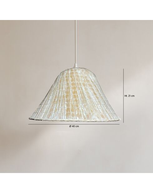 Suspension en feuilles de palmier maa beige/blanc - 43x28 cm