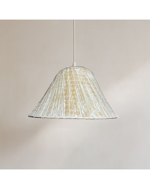 Suspension en feuilles de palmier maa beige/blanc - 43x28 cm