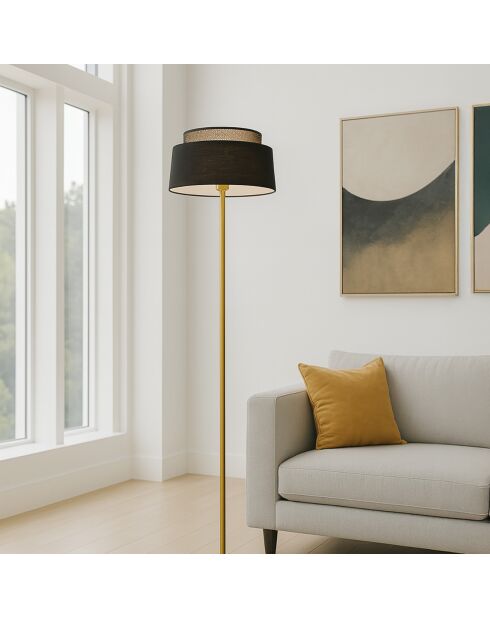 Lampadaire Avero noir/doré - D.32x150 cm