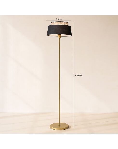 Lampadaire Avero noir/doré - D.32x150 cm