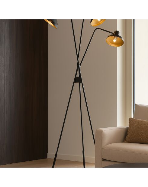 Lampadaire trépied Snake noir/doré - 41x41x158 cm