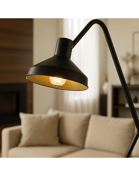 Lampadaire trépied Snake noir/doré - 41x41x158 cm
