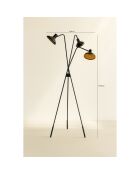 Lampadaire trépied Snake noir/doré - 41x41x158 cm