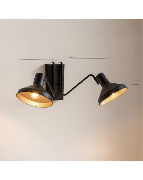 Applique double Snake noir/doré - 65x44x28 cm