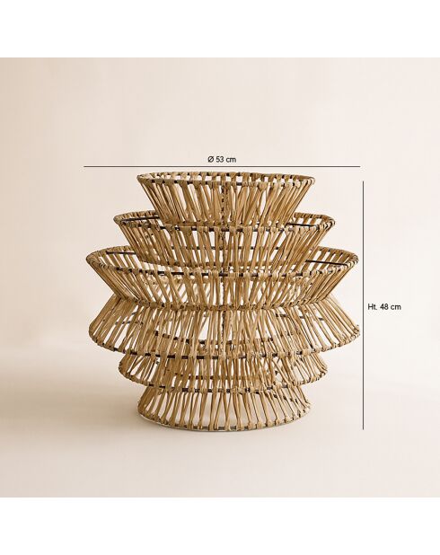 Cache ampoule en bambou tressée à la main ganon naturel - 51x51x46 cm
