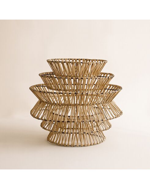 Cache ampoule en bambou tressée à la main ganon naturel - 51x51x46 cm