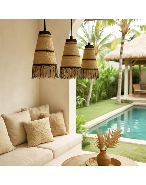 Suspension en Jonc de Mer fait main Tobago naturelle - 22x40 cm