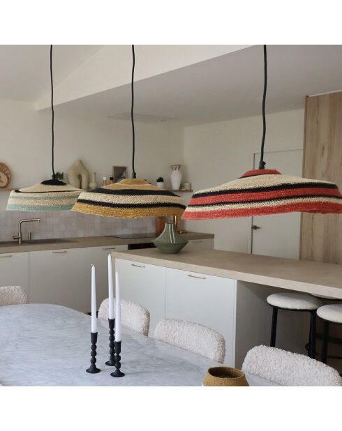 Suspension en Jonc de Mer Naturel Trinidad naturel/rouge -  45x13 cm