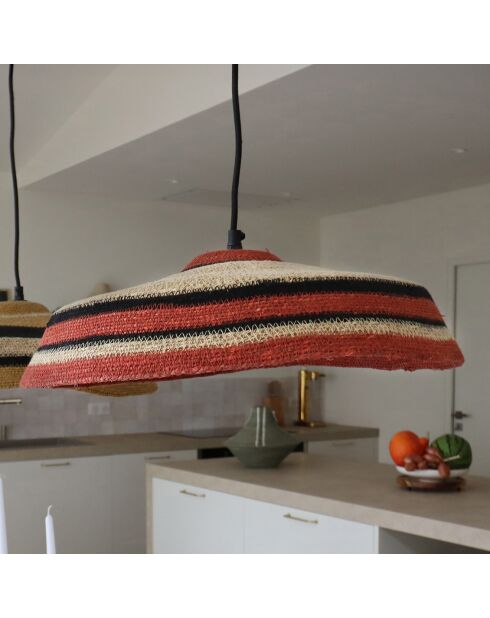 Suspension en Jonc de Mer Naturel Trinidad naturel/rouge -  45x13 cm