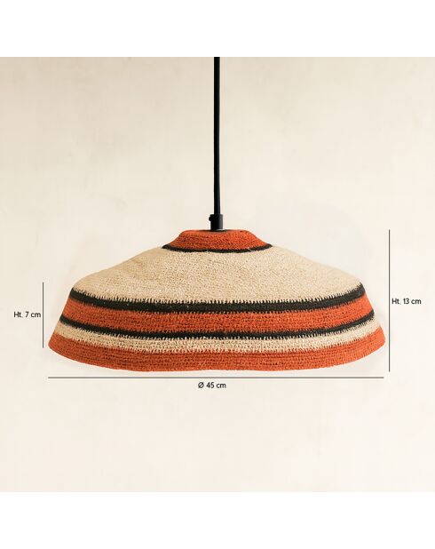 Suspension en Jonc de Mer Naturel Trinidad naturel/rouge -  45x13 cm