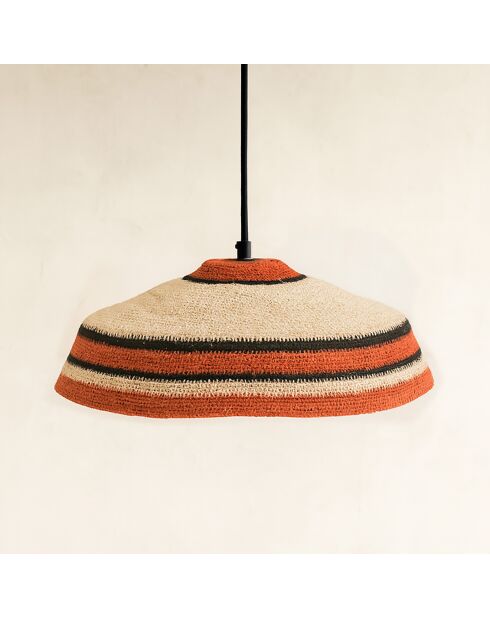 Suspension en Jonc de Mer Naturel Trinidad naturel/rouge -  45x13 cm