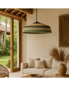 Suspension en Jonc de Mer fait main Trinidad naturel/vert -  45x13 cm