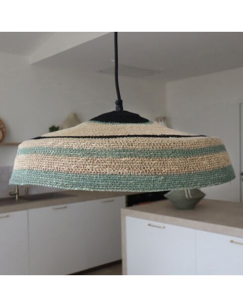 Suspension en Jonc de Mer fait main Trinidad naturel/vert - 45x13 cm