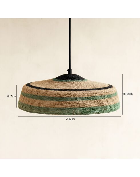 Suspension en Jonc de Mer fait main Trinidad naturel/vert - 45x13 cm