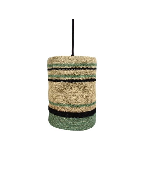 Suspension en Jonc de Mer Barbade naturel/vert - 19x28 cm